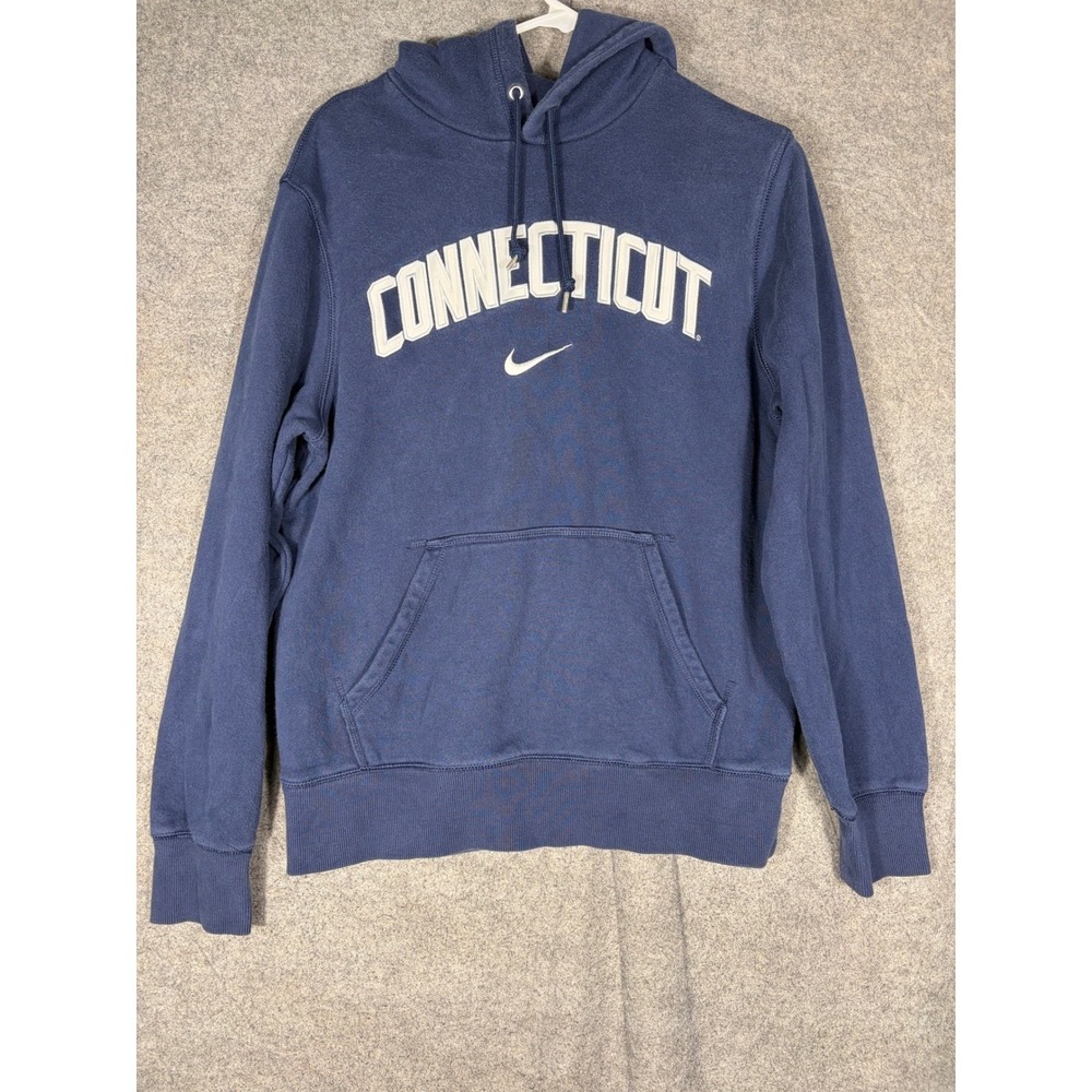 Nike Connecticut UConn Huskies Hoodie Navy Blue Spellout Sweatshirt Mens Medium